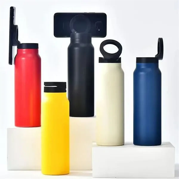24 oz Vacuum Bottle with Straw Lid & Magnetic Phone Holder