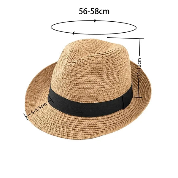 Roll Up Short Brim Straw Panama Hat, Trilby Beach Sun Hat