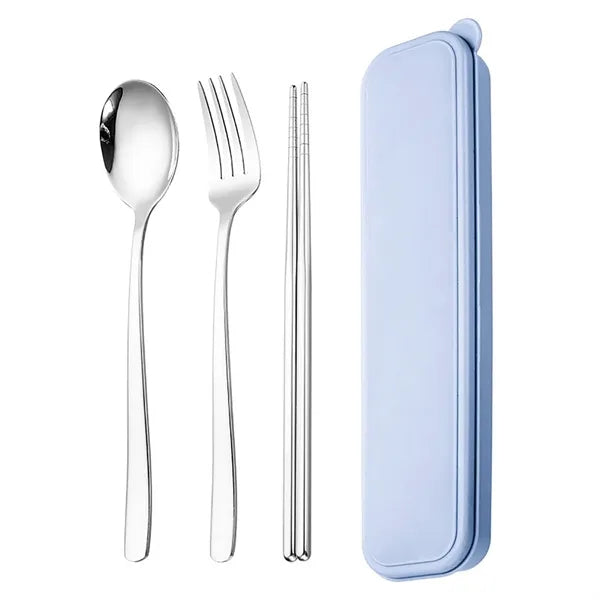 Stainless Steel Chopsticks Spoon Fork Cutlery Set w/ Box