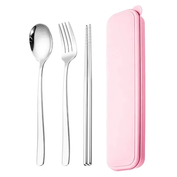 Stainless Steel Chopsticks Spoon Fork Cutlery Set w/ Box