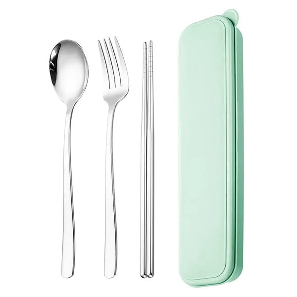 Stainless Steel Chopsticks Spoon Fork Cutlery Set w/ Box