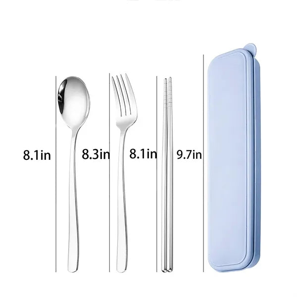 Stainless Steel Chopsticks Spoon Fork Cutlery Set w/ Box