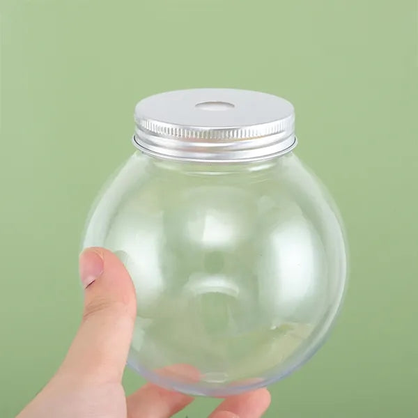17oz Round Clear Plastic Bottle w/ Lid