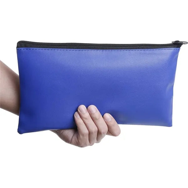 Pu Leather Bank Deposit Bag Cash Holder Zipper Coin Pouch