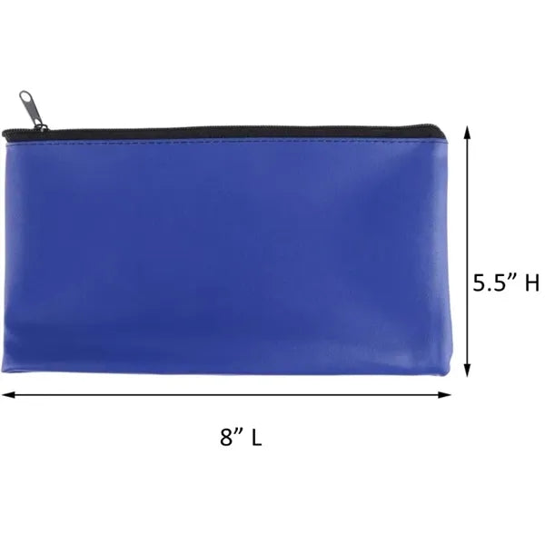 Pu Leather Bank Deposit Bag Cash Holder Zipper Coin Pouch