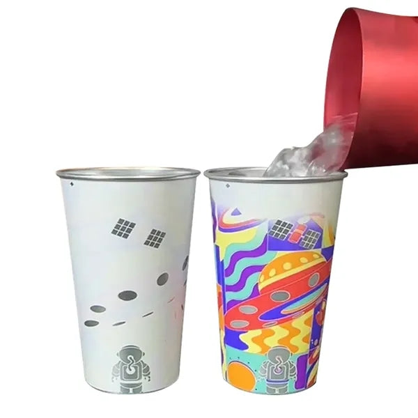 16 Oz Aluminum Cup That Changes Color When Exposed to Liquid