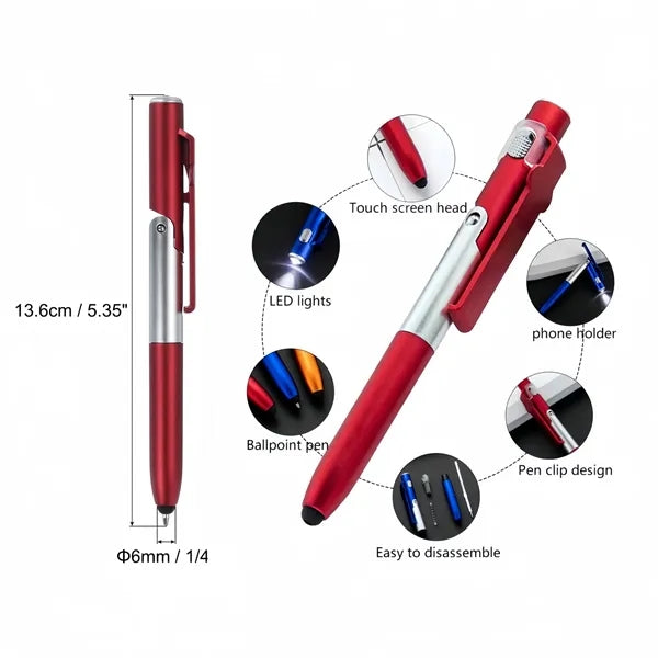 4-in-1 Multi-Function Tech Pen - Stylus, Ballpoint, Flashlig