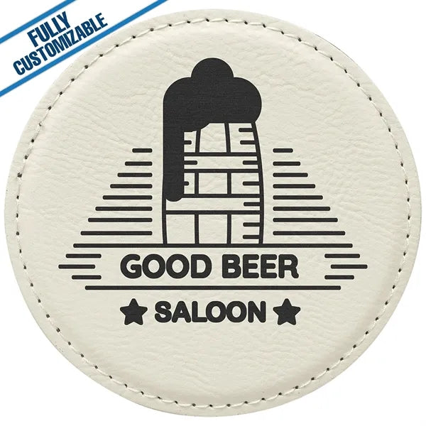 Engraved Leatherette Round Coasters (Single or Set)