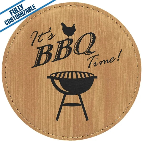 Engraved Leatherette Round Coasters (Single or Set)