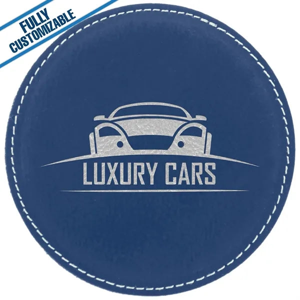 Engraved Leatherette Round Coasters (Single or Set)
