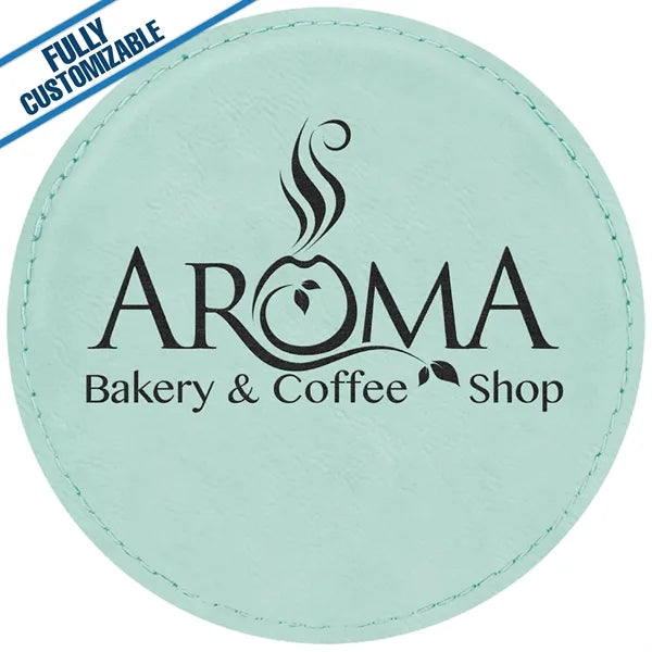 Engraved Leatherette Round Coasters (Single or Set)