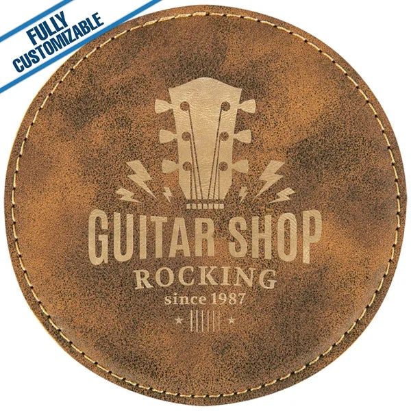 Engraved Leatherette Round Coasters (Single or Set)