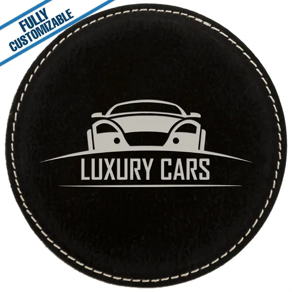 Engraved Leatherette Round Coasters (Single or Set)