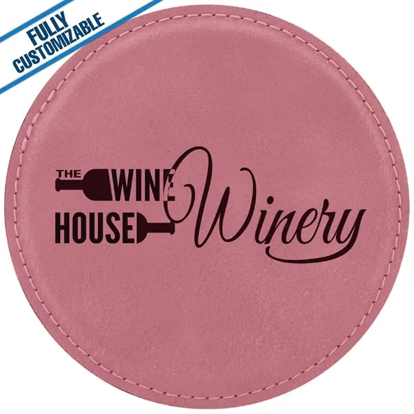 Engraved Leatherette Round Coasters (Single or Set)