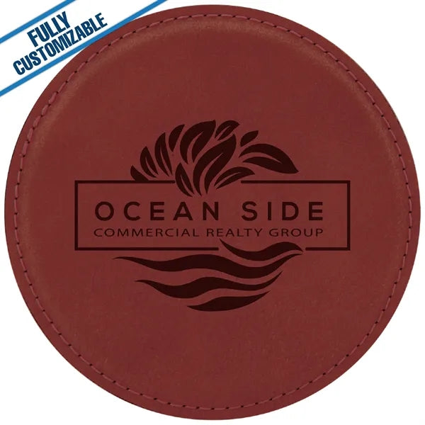 Engraved Leatherette Round Coasters (Single or Set)