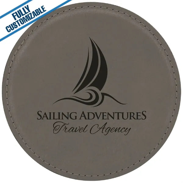 Engraved Leatherette Round Coasters (Single or Set)