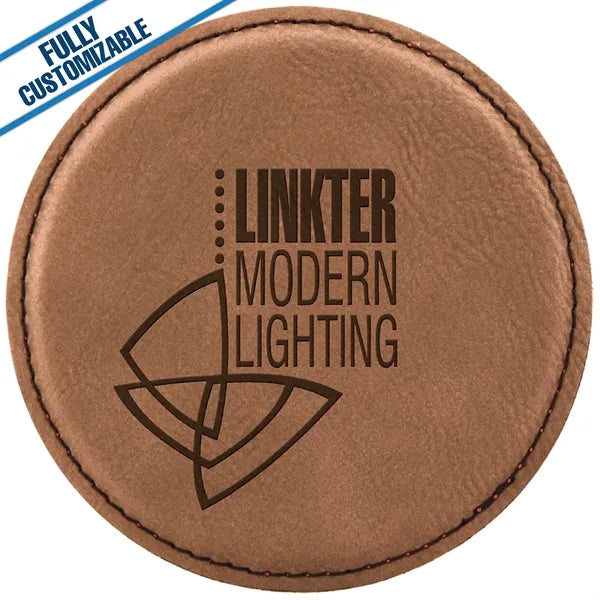Engraved Leatherette Round Coasters (Single or Set)