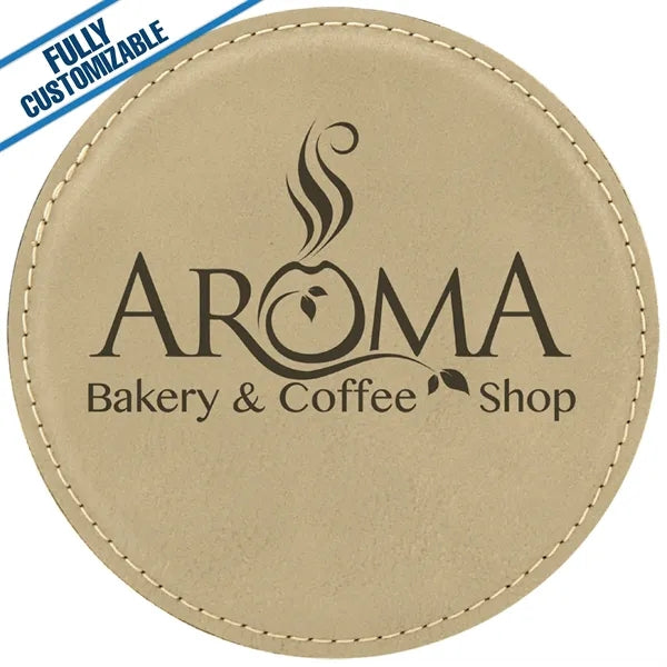 Engraved Leatherette Round Coasters (Single or Set)