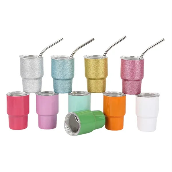 3oz Mini Tumbler Shot Glass with Straw and Lid