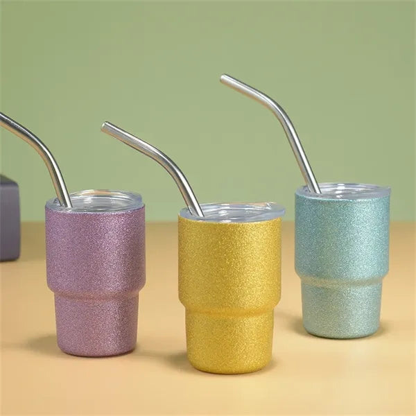 3oz Mini Tumbler Shot Glass with Straw and Lid