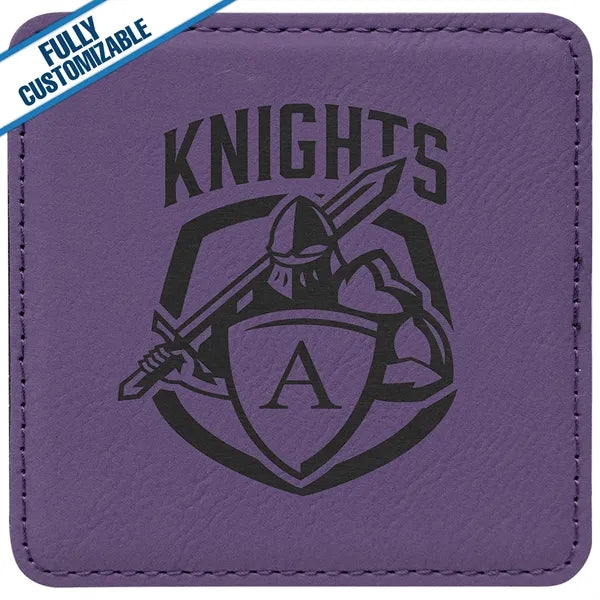 Engraved Leatherette Square Coasters (Single or Set)