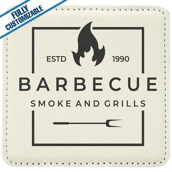 Engraved Leatherette Square Coasters (Single or Set)