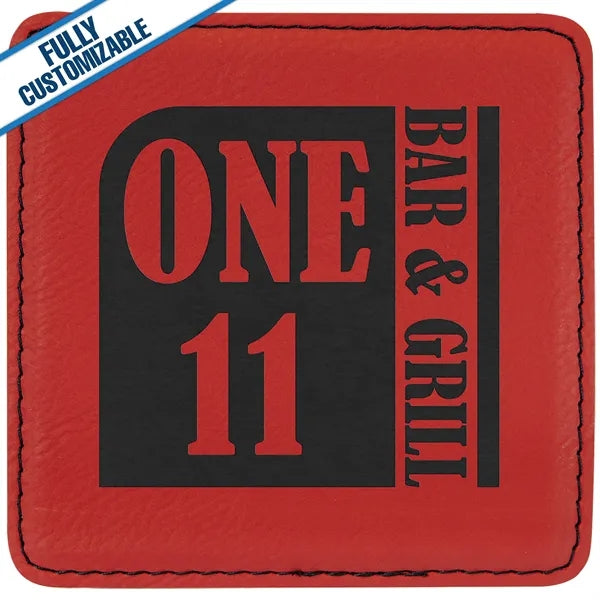 Engraved Leatherette Square Coasters (Single or Set)