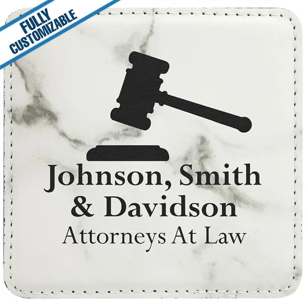 Engraved Leatherette Square Coasters (Single or Set)