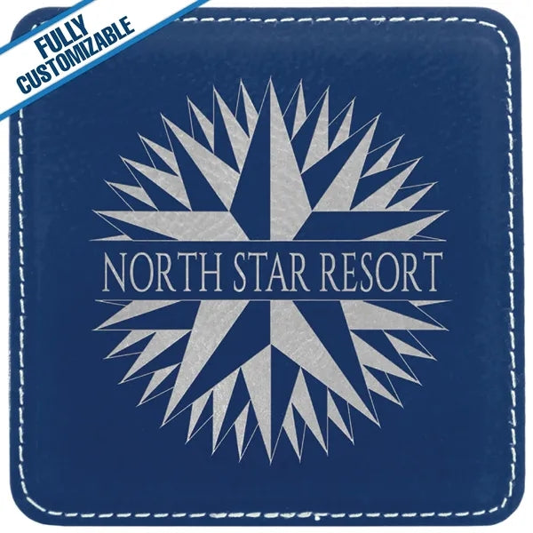 Engraved Leatherette Square Coasters (Single or Set)