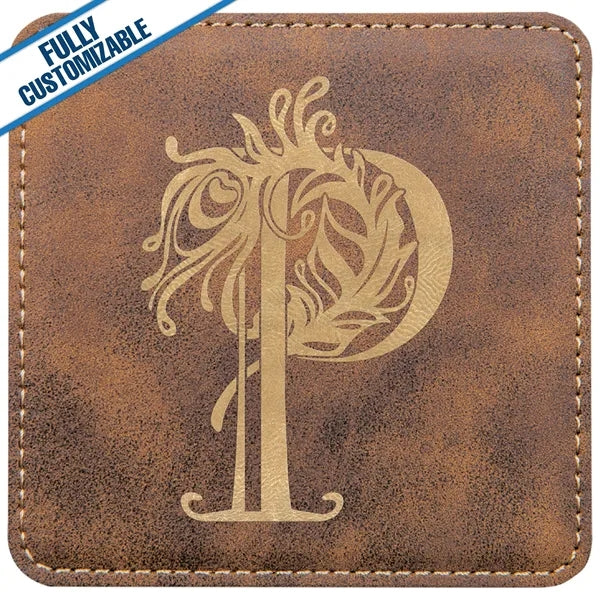 Engraved Leatherette Square Coasters (Single or Set)