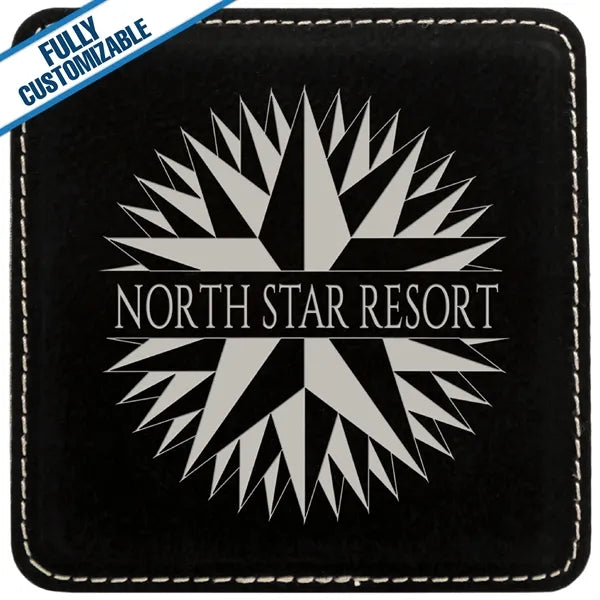 Engraved Leatherette Square Coasters (Single or Set)