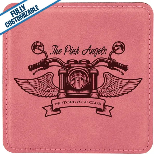 Engraved Leatherette Square Coasters (Single or Set)