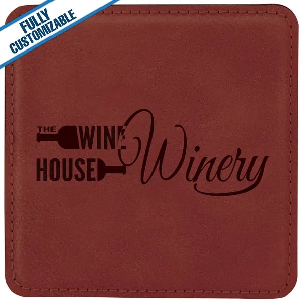 Engraved Leatherette Square Coasters (Single or Set)