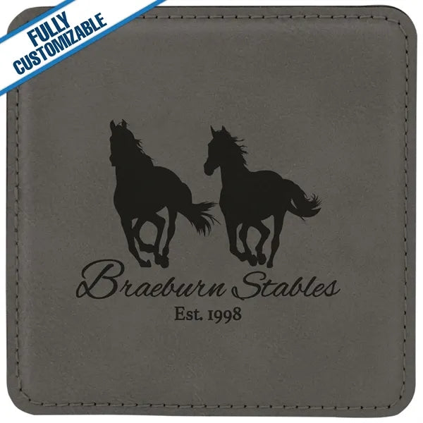 Engraved Leatherette Square Coasters (Single or Set)