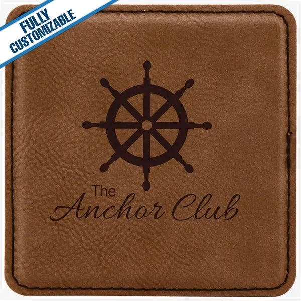 Engraved Leatherette Square Coasters (Single or Set)