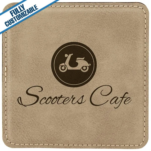 Engraved Leatherette Square Coasters (Single or Set)