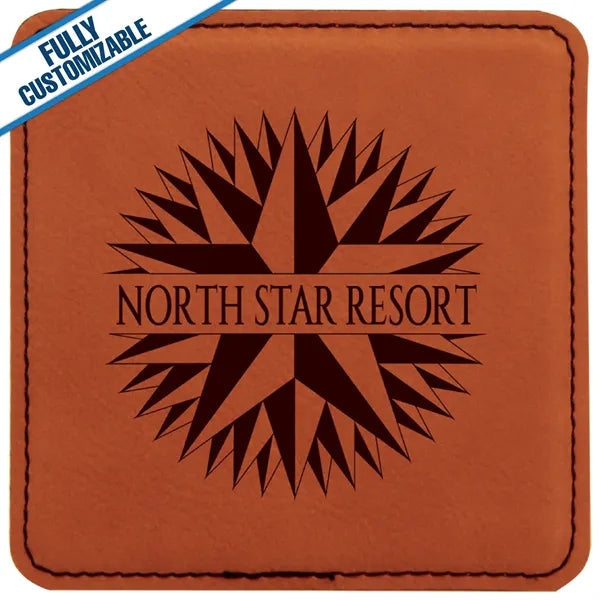 Engraved Leatherette Square Coasters (Single or Set)