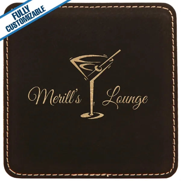 Engraved Leatherette Square Coasters (Single or Set)