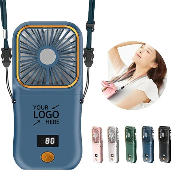 Mini Handheld Rechargeable Necklace Fan with Power Bank