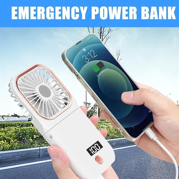 Mini Handheld Rechargeable Necklace Fan with Power Bank