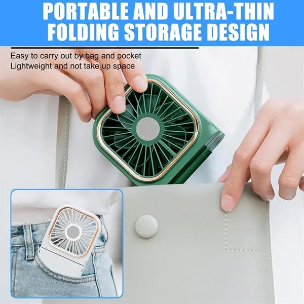 Mini Handheld Rechargeable Necklace Fan with Power Bank