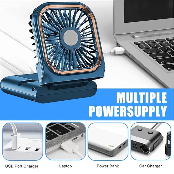 Mini Handheld Rechargeable Necklace Fan with Power Bank