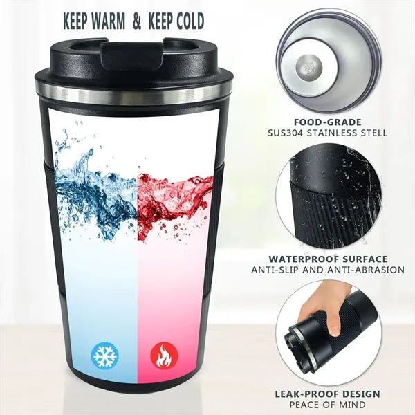 17Oz Double Walled Insulated Vacuum Coffee Tumbler with Lid