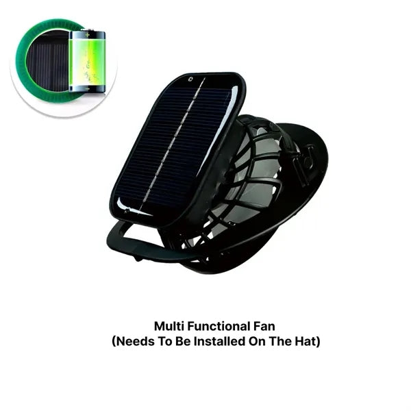 Solar Rechargeable Outdoor Fan Hat with Adjustable Strap