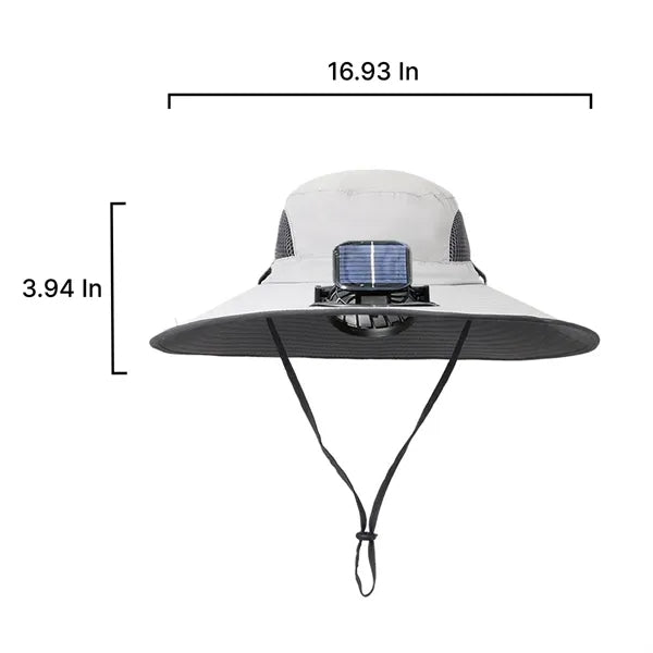 Solar Powered Fan Outdoor Fishing Hat with Wide Brim