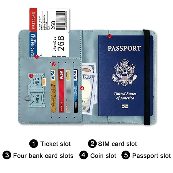 Passport Holder Cover Wallet RFID Blocking Leather Card Case