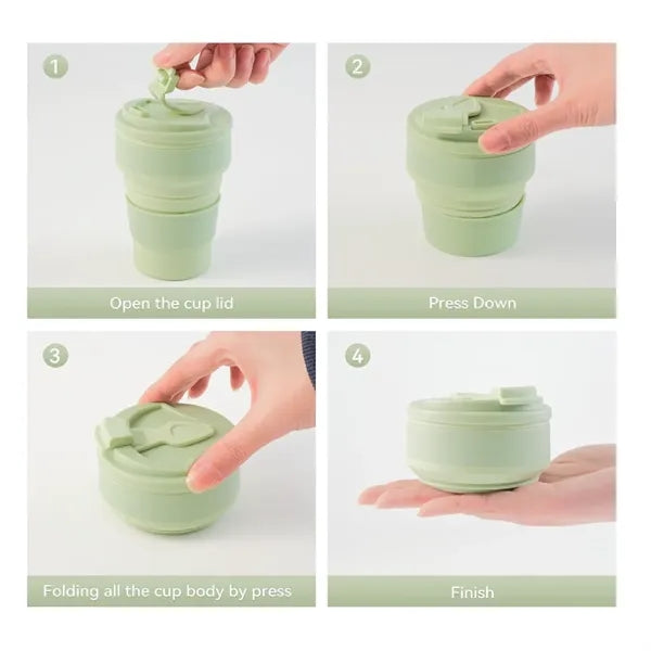 11.8 oz Collapsible Coffee Mug with Lid for Travel Camping
