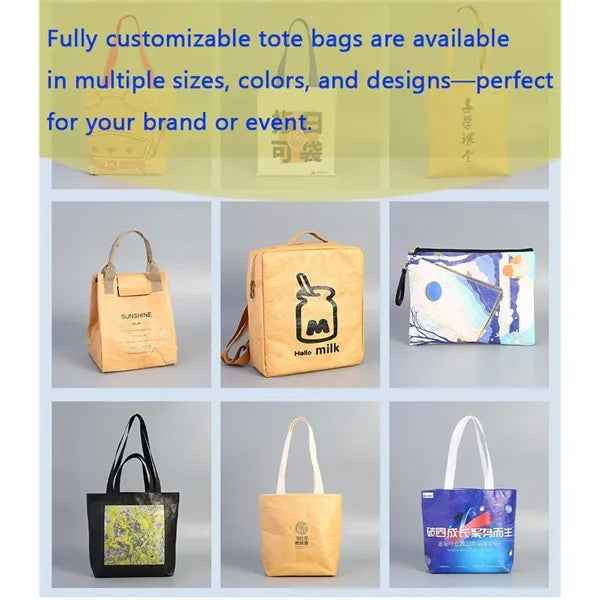 21L Washable Kraft Paper Tote Shopping Bag W/ Double Handle