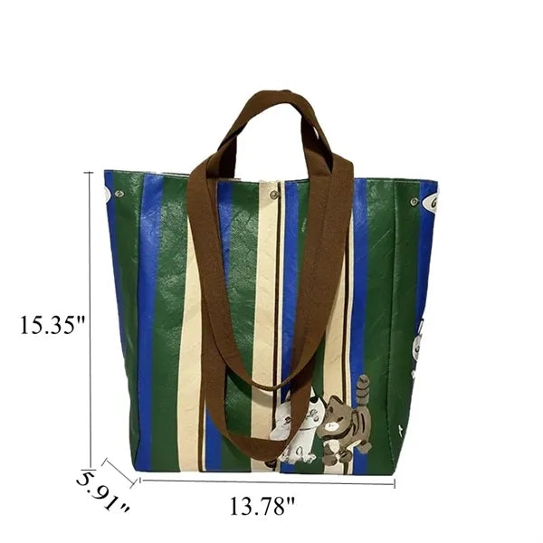21L Washable Kraft Paper Tote Shopping Bag W/ Double Handle