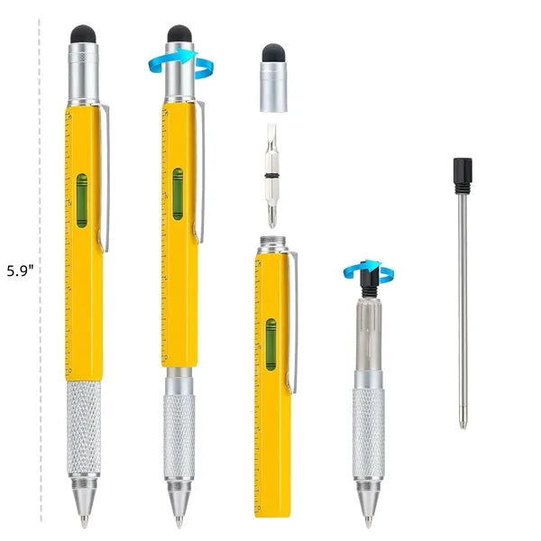 6 in 1 Multitool Pen with Ruler & Levelgauge